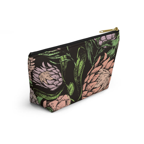 South African Protea Make up bag, Pencil Case Accessory Pouch w T-bottom