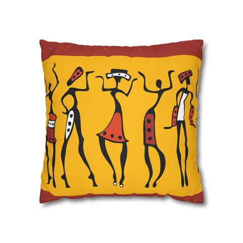 African abstract people Pillowcase Cover only - no filling is included