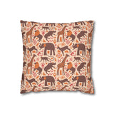 African pattern with animals. Ethical minimalist shapes. Pillowcase Cover only - no filling is included