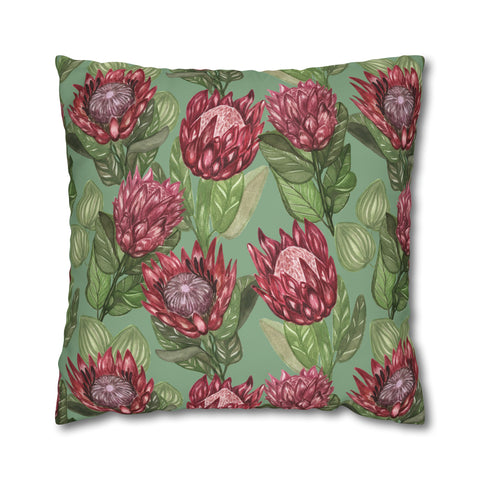 South African Protea Spun Polyester Pillowcase - Shipped from UK/USA/AUS