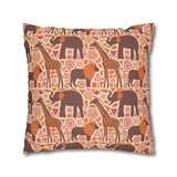 African pattern with animals. Ethical minimalist shapes. Pillowcase Cover only - no filling is included