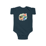 South African Map with Flag and springbok Baby Unisex Infant Fine Jersey Bodysuit - Shipped from the UK