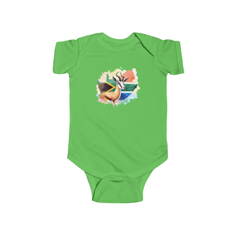 South African Map with Flag and springbok Baby Unisex Infant Fine Jersey Bodysuit - Shipped from the UK