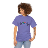 South African Flag Heartbeat t-shirt Unisex Heavy Cotton Tee