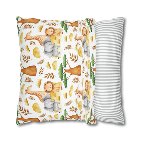 Kids nursery African Giraffe Lion Elephant Pillowcase Cover only - no filling is included