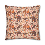 African pattern with animals. Ethical minimalist shapes. Pillowcase Cover only - no filling is included