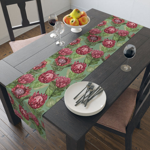 South Arican Protea Table Runner (Cotton, Poly) Protea