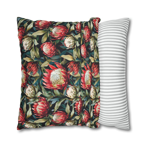 South African Protea Spun Polyester Pillowcase - Shipped from UK/USA/AUS