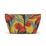 South African Protea Make up bag, Pencil Case Accessory Pouch w T-bottom