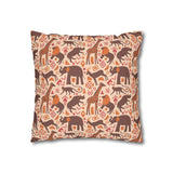 African pattern with animals. Ethical minimalist shapes. Pillowcase Cover only - no filling is included