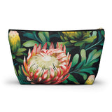 South African Protea Make up bag, Pencil Case Accessory Pouch w T-bottom