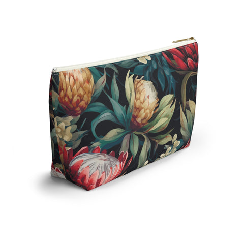 South African Protea Make up bag, Pencil Case Accessory Pouch w T-bottom