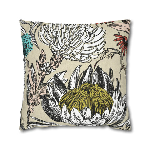 South African Protea Spun Polyester Pillowcase - Shipped from UK/USA/AUS