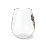 South African Protea Stemless Wine Glass, 11.75oz - Protea Dispatched from USA