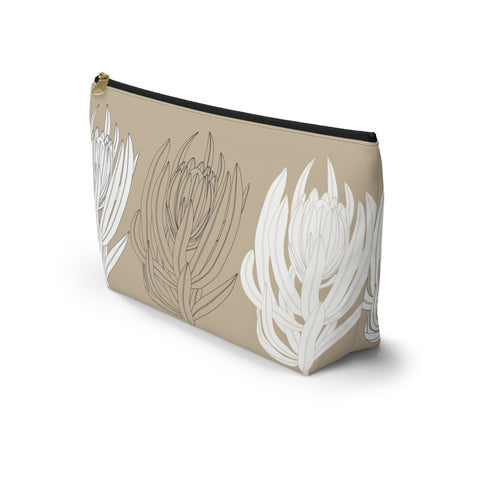 South African Protea Make up bag, Pencil Case Accessory Pouch w T-bottom