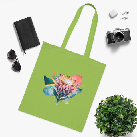 South African Afrikaans Protea Cotton Tote