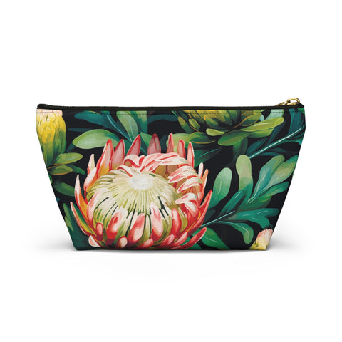 South African Protea Make up bag, Pencil Case Accessory Pouch w T-bottom