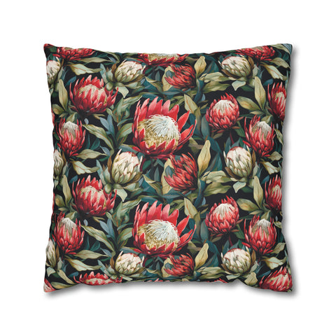 South African Protea Spun Polyester Pillowcase - Shipped from UK/USA/AUS