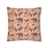 African pattern with animals. Ethical minimalist shapes. Pillowcase Cover only - no filling is included