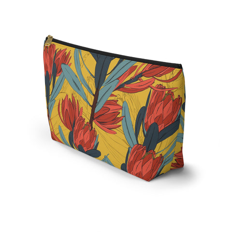 South African Protea Make up bag, Pencil Case Accessory Pouch w T-bottom