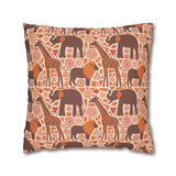 African pattern with animals. Ethical minimalist shapes. Pillowcase Cover only - no filling is included