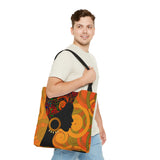 African Lady browns and orange retro South African Tote Bag African Print Protea