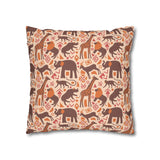 African pattern with animals. Ethical minimalist shapes. Pillowcase Cover only - no filling is included