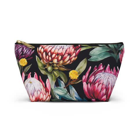 South African Protea Make up bag, Pencil Case Accessory Pouch w T-bottom