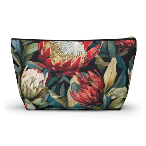 South African Protea Make up bag, Pencil Case Accessory Pouch w T-bottom