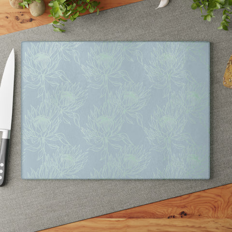 Glass Cutting Board South African Protea