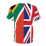 South African Flag and Great Britain UK Flag half and half Unisex T-shirt