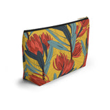 South African Protea Make up bag, Pencil Case Accessory Pouch w T-bottom