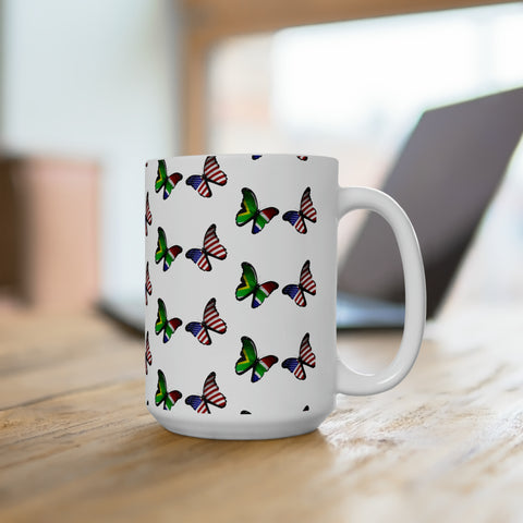 South Africa and USA flag butterflies Ceramic Mug 15oz - Dispatched from USA