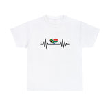 South African Flag Heartbeat t-shirt Unisex Heavy Cotton Tee