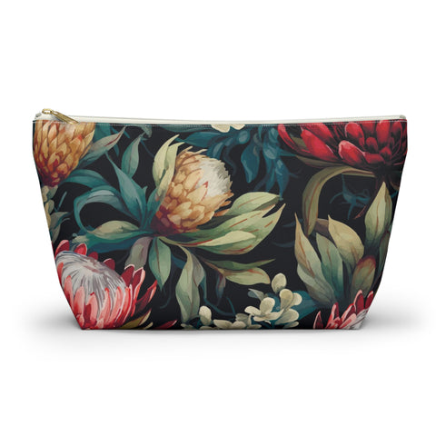 South African Protea Make up bag, Pencil Case Accessory Pouch w T-bottom