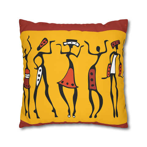 African abstract people Pillowcase Cover only - no filling is included