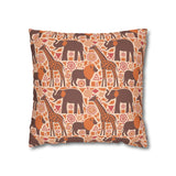 African pattern with animals. Ethical minimalist shapes. Pillowcase Cover only - no filling is included