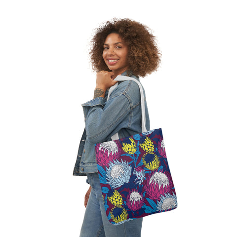 South African Protea Polyester Canvas Tote Bag