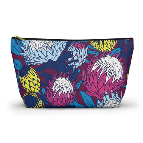 South African Protea Make up bag, Pencil Case Accessory Pouch w T-bottom