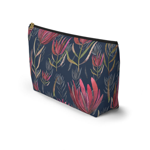 South African Protea Make up bag, Pencil Case Accessory Pouch w T-bottom