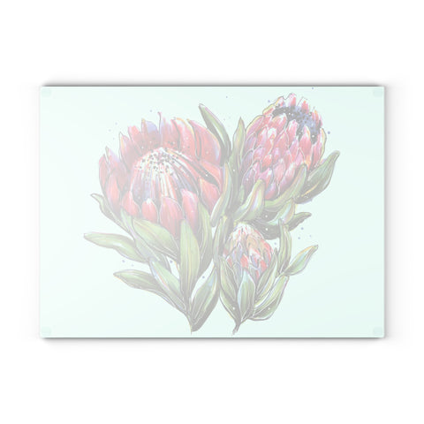 Glass Cutting Board South African Protea