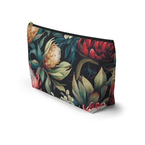 South African Protea Make up bag, Pencil Case Accessory Pouch w T-bottom