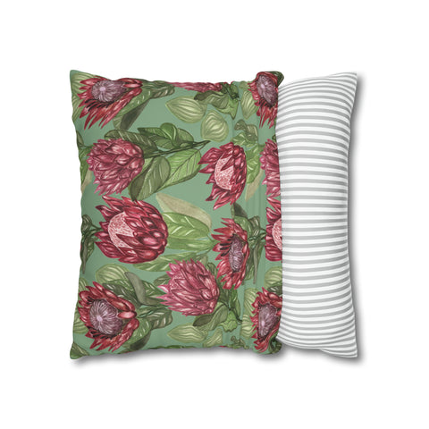 South African Protea Spun Polyester Pillowcase - Shipped from UK/USA/AUS