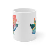 South African Flag in map with Protea 11oz White Mug - 1 Mug Shows both sides