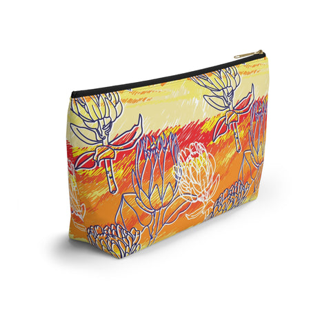 South African Protea Make up bag, Pencil Case Accessory Pouch w T-bottom