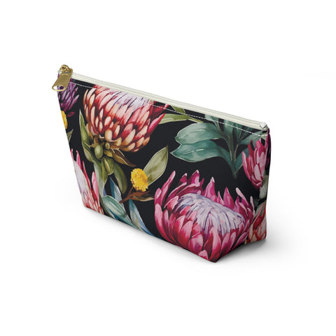 South African Protea Make up bag, Pencil Case Accessory Pouch w T-bottom