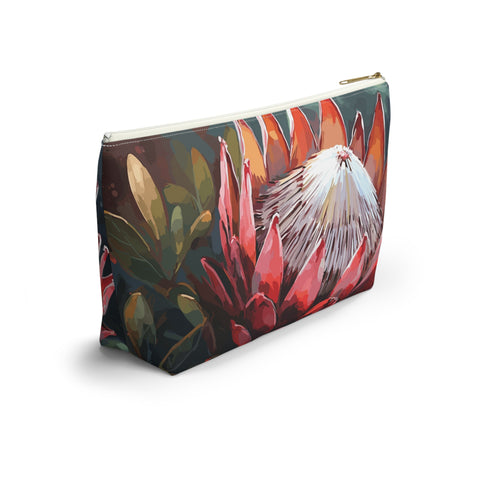 South African Protea Make up bag, Pencil Case Accessory Pouch w T-bottom