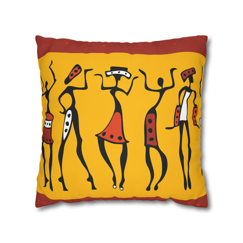 African abstract people Pillowcase Cover only - no filling is included