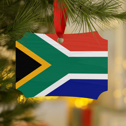 South African flag Christmas Plywood Ornaments (Round, Berlin)