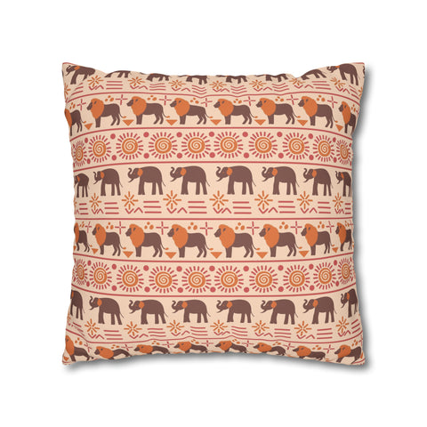 African pattern with animals. Ethical minimalist shapes. Pillowcase Cover only - no filling is included